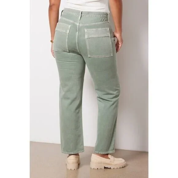 NWT AGOLDE Cooper Cargo High Rise Straight Leg Jean Sz 34 Salamander Green - Picture 5 of 16